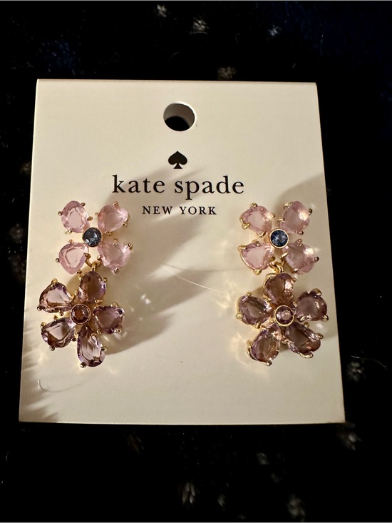 kate spade Jewelry - Kate Spade Paradise Pink & Purple Floral Crystal Drop Earrings NWT